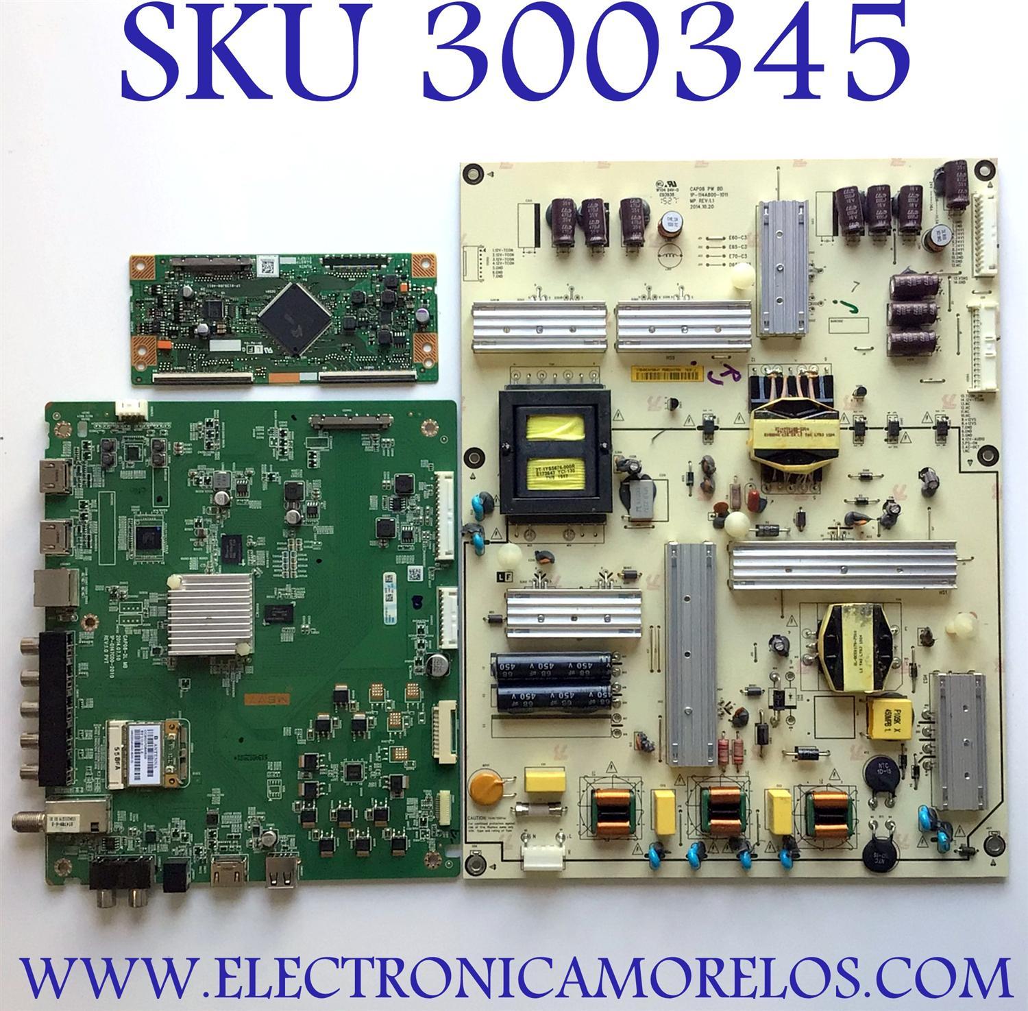 KIT DE TARJETAS PARA TV VIZIO / MAIN 0160CAP08101 / 1P-0147C00-2010 / FUENTE 09-60CAP080-01 / 1P-114A800-1011 / T-CON RUNTK5489TP / 1P-013BJ00-4011 / MODELO E60-C3 LFTRRZAR